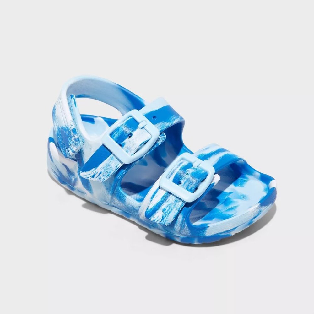 Toddler Unisex Ade Footbed Sandals Hook & Loop Heel Strap Blue Cat & Jack Size 8